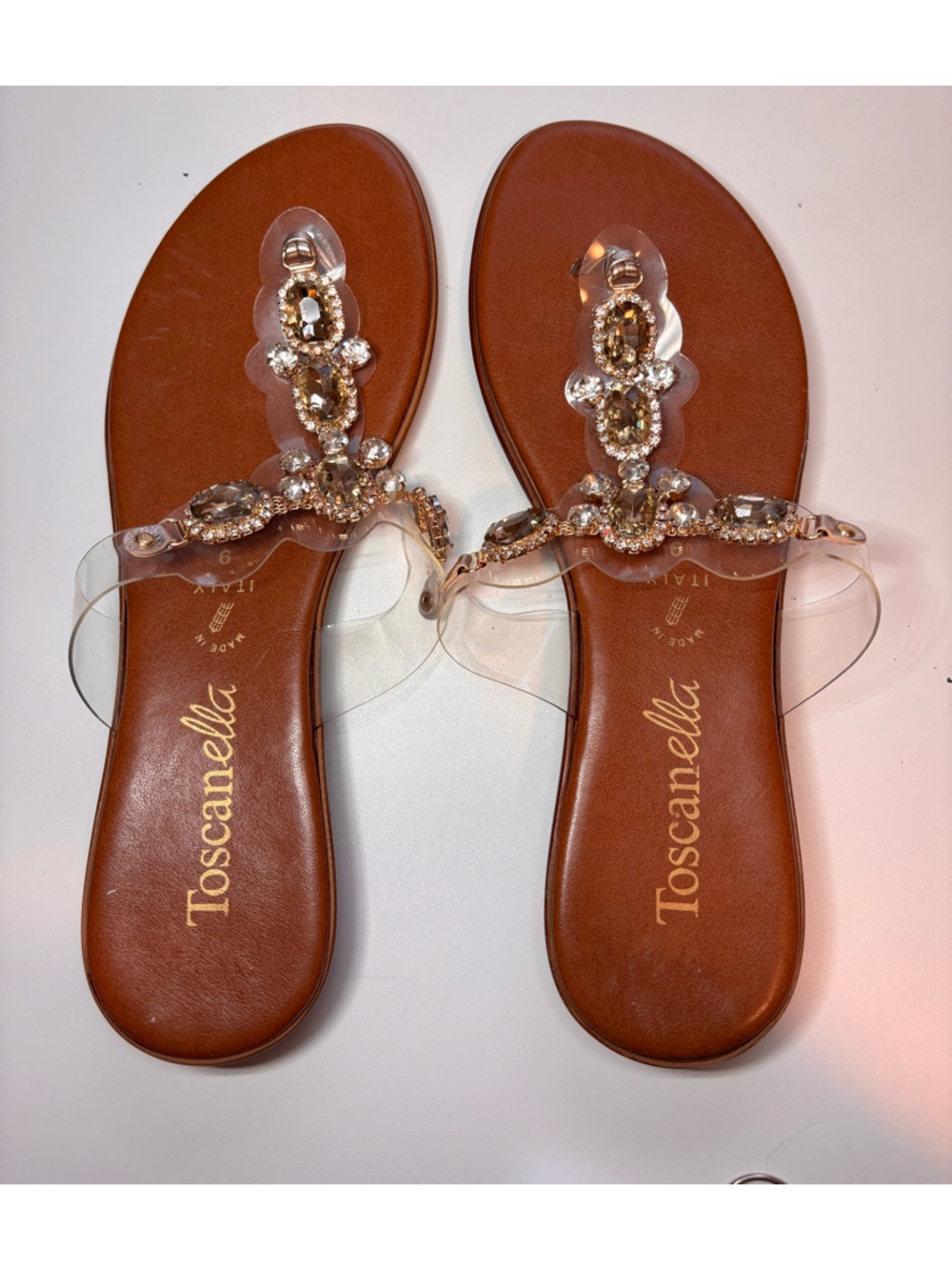 Toscanella Brown Sandal with Clear & Silver Strap *US W9*